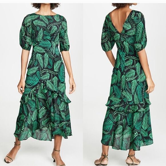 NWOT Rixo Cheryl Cuba Palm Maxi with Frill Hem Small - Picture 4 of 7